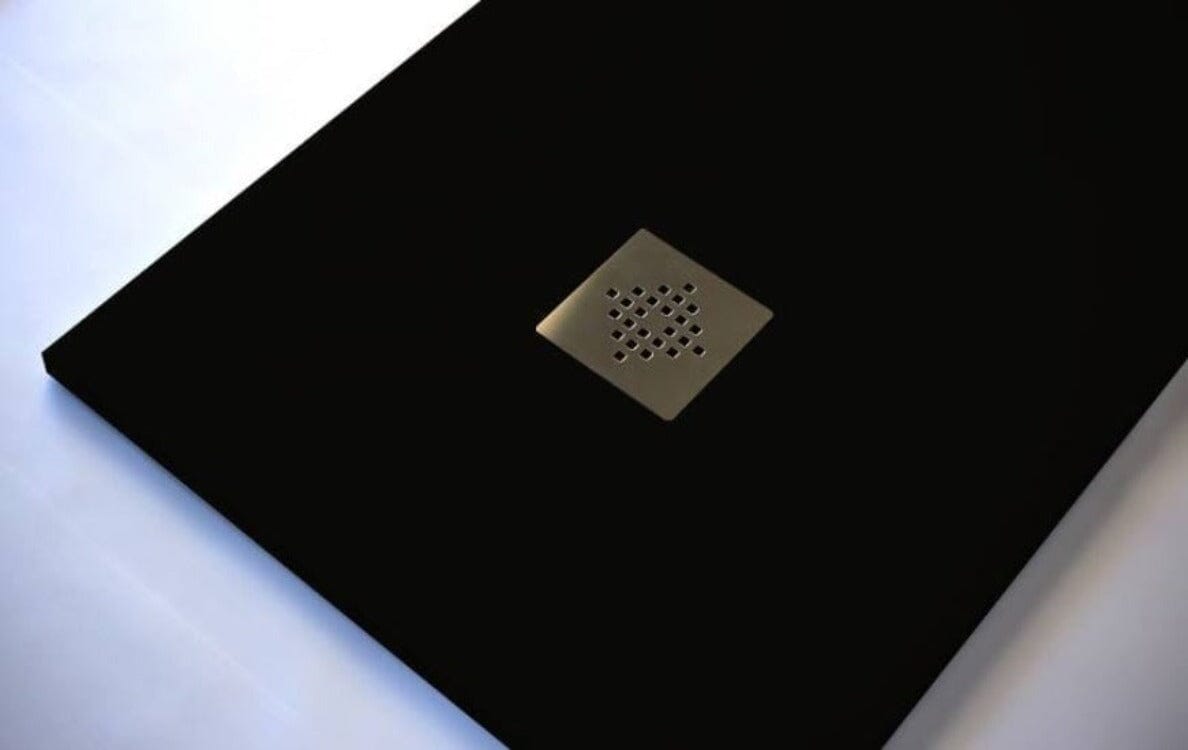 Receveur de douche 70 x 150 cm extra plat PURE en résine surface ardoisée noir Grille inox - 2