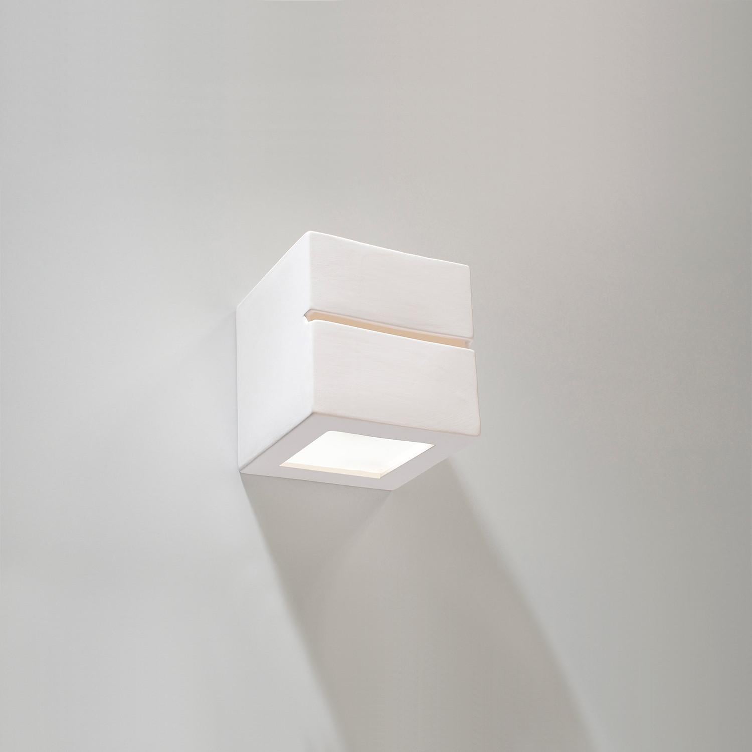 Kinkiet ścienny Leo biały 1xE27x60W ceramiczny kwadratowy wym: 15 x 15 x 15 cm ceramika / gips IP20 Sollux Lighting