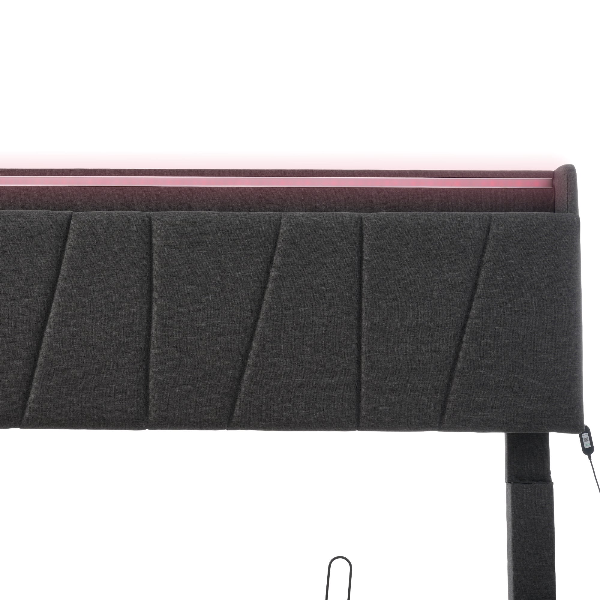 Lit Coffre 160x200 cm,Lit Double Gris,avec 2 Ports USB,2 Prises Électriques,Éclairage LED,Structure en Lin + Bois - 5