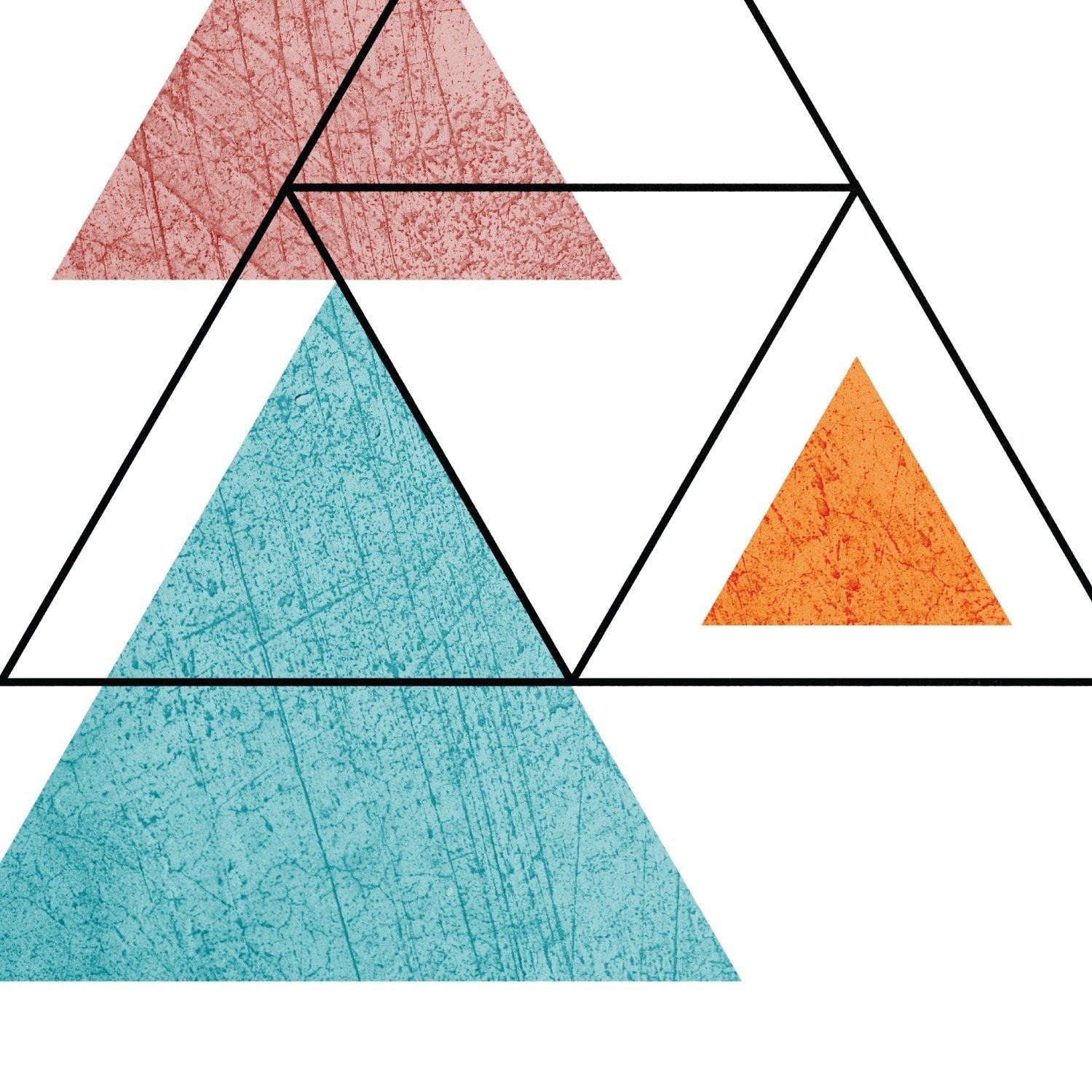 Poster con dibujo de geometria colorida. lamina , ilustrada con con formas y figuras llenas de color. (, direccion) marco negro - a3