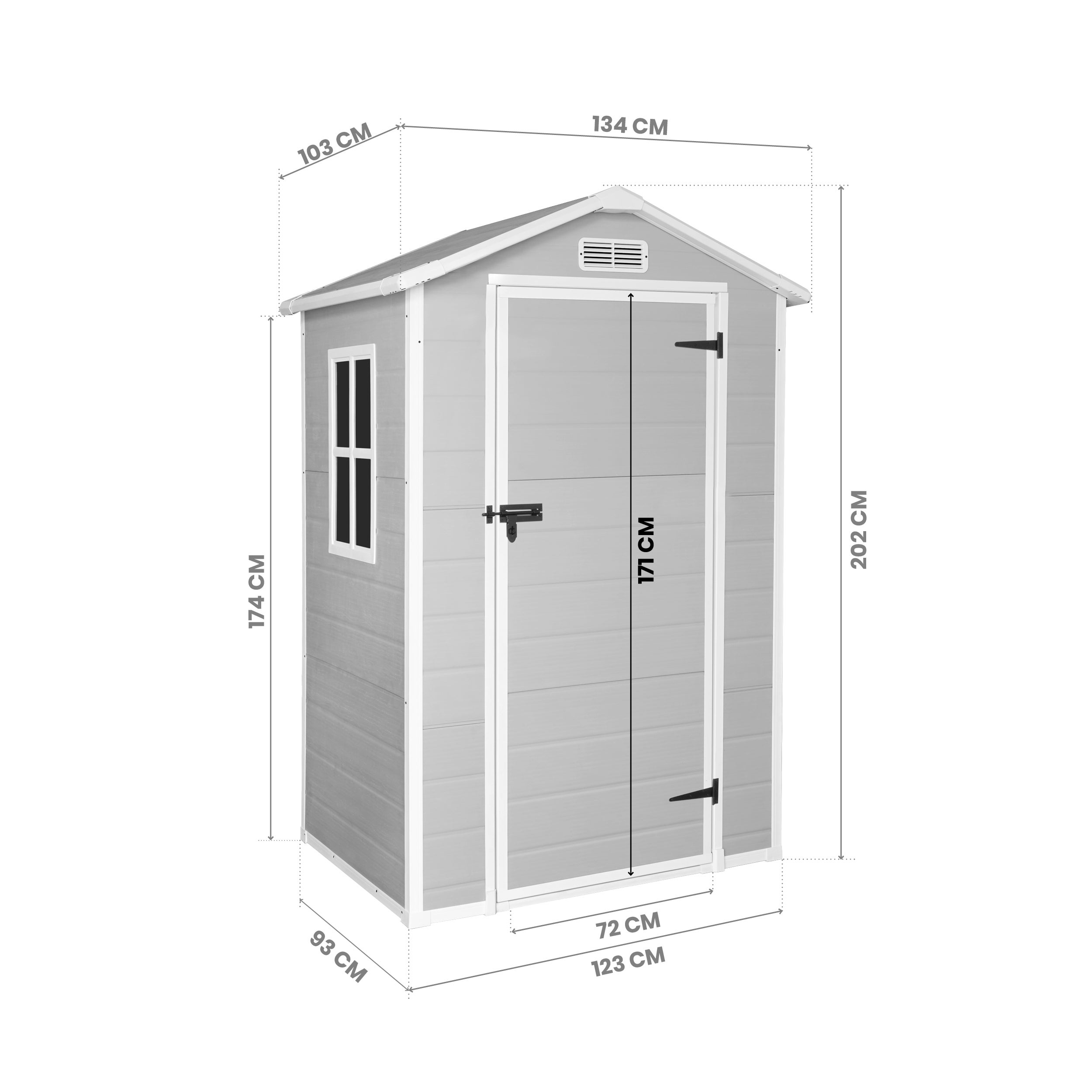 Abri de Jardin en Résine Aqua 1.4 Wasabi avec fenêtre - Gris Blanc - Inclut le Sol - 1,37m2 - 7