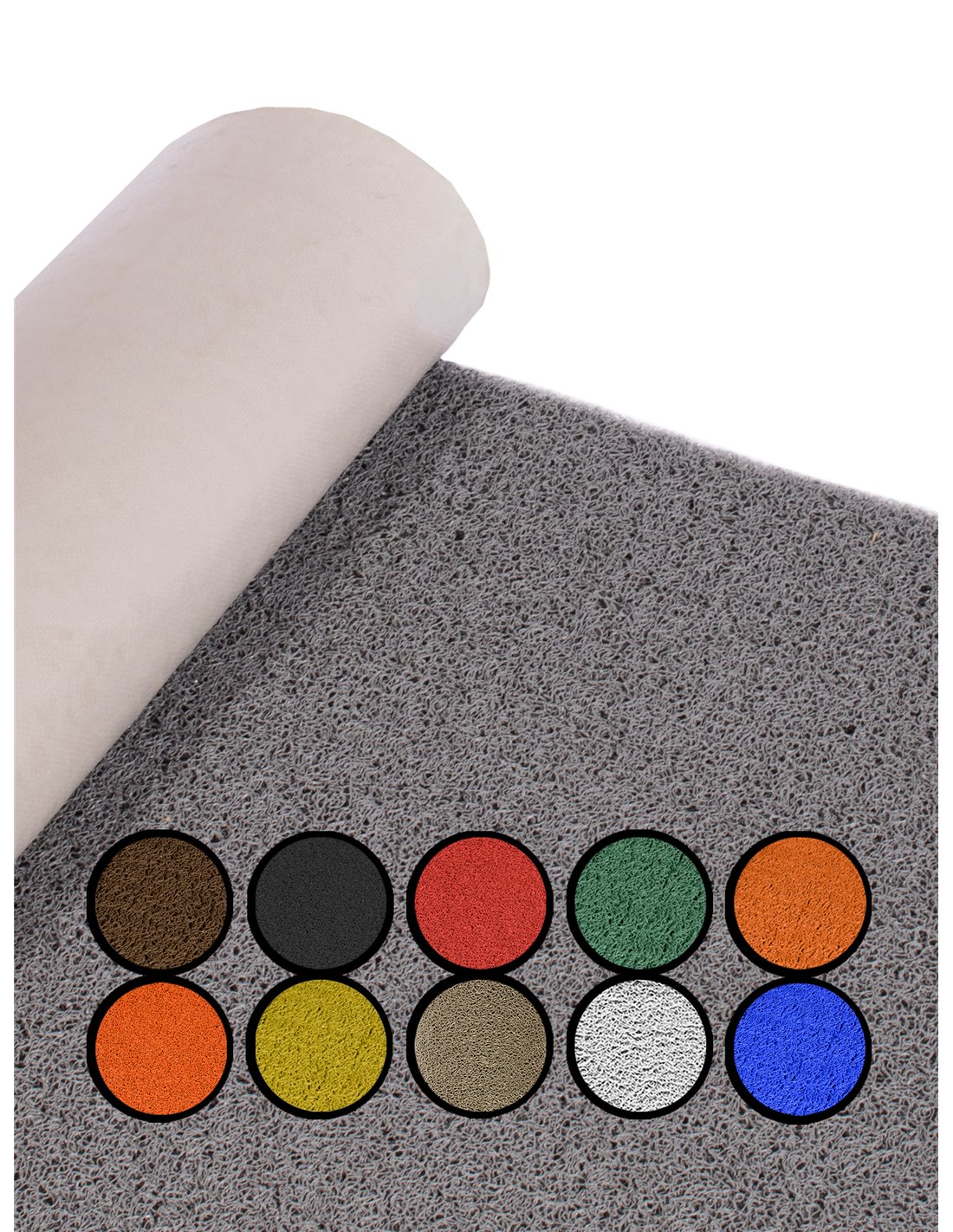 Felpudo de rizos pvc vinílico | gran resistencia y calidad | perfecto para entradas y recepciones | 1,22 x 12 m (gris con base)