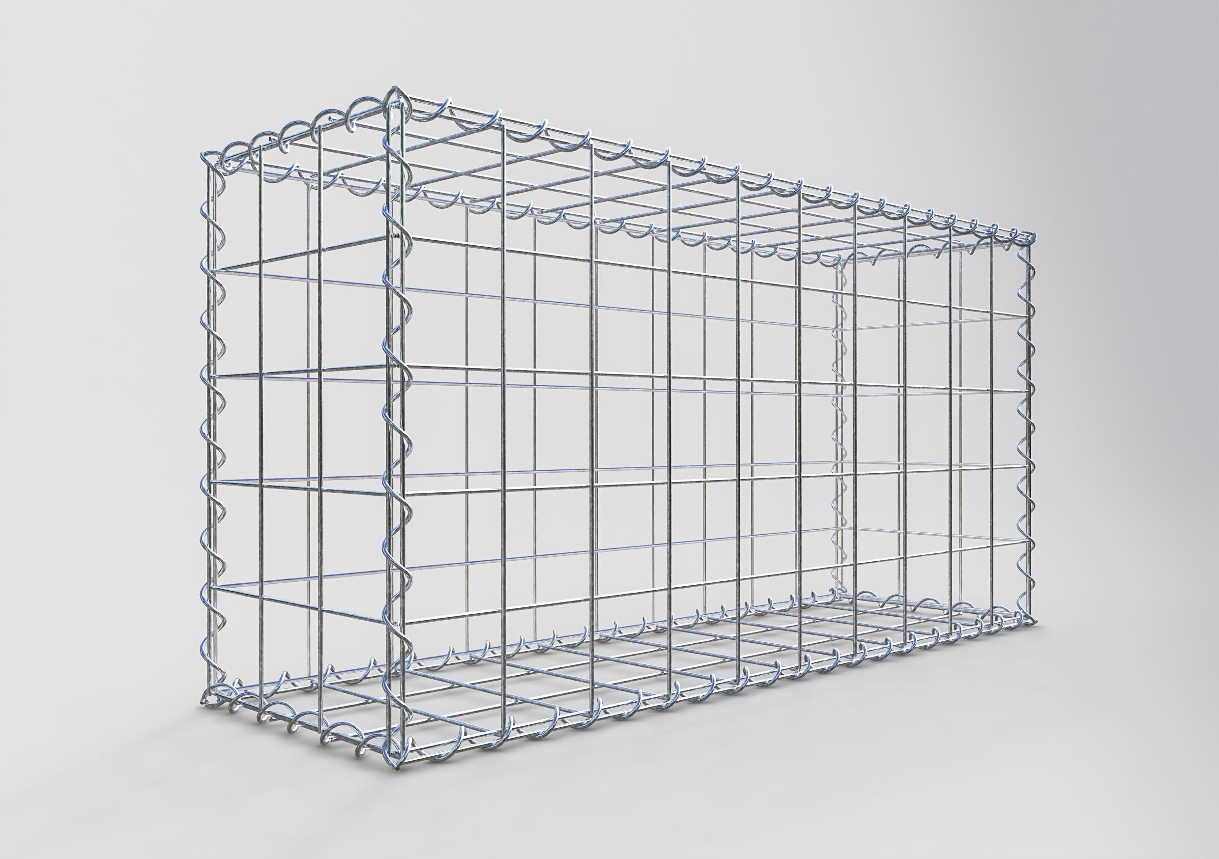 Gavión de acero galvanizado 100x50x30cm (LxAxP), malla 10 x 10cm, Espiral, jaula metálica para muro o jardín - 2