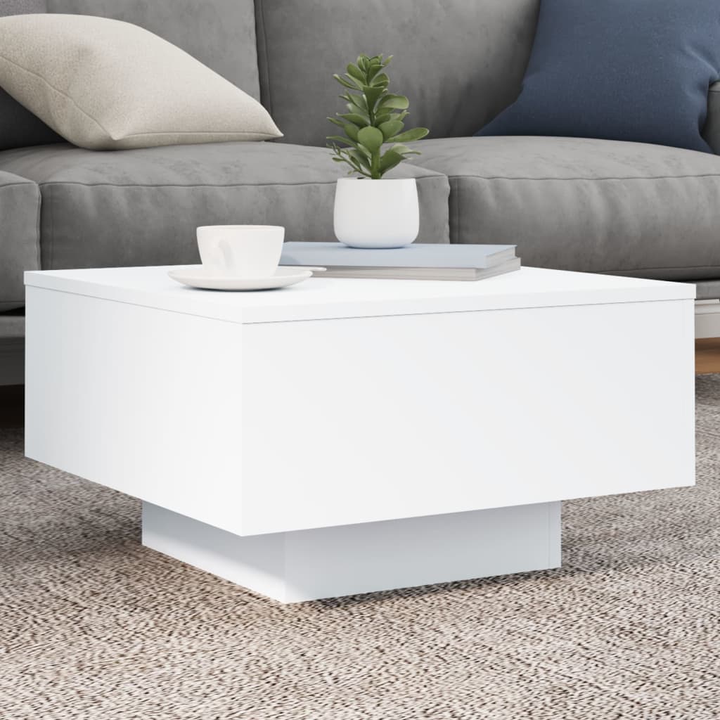 Vidaxl Mesa De Centro Con Luces Led 55X55x31 Cm Blanco , Leroy Merlin
