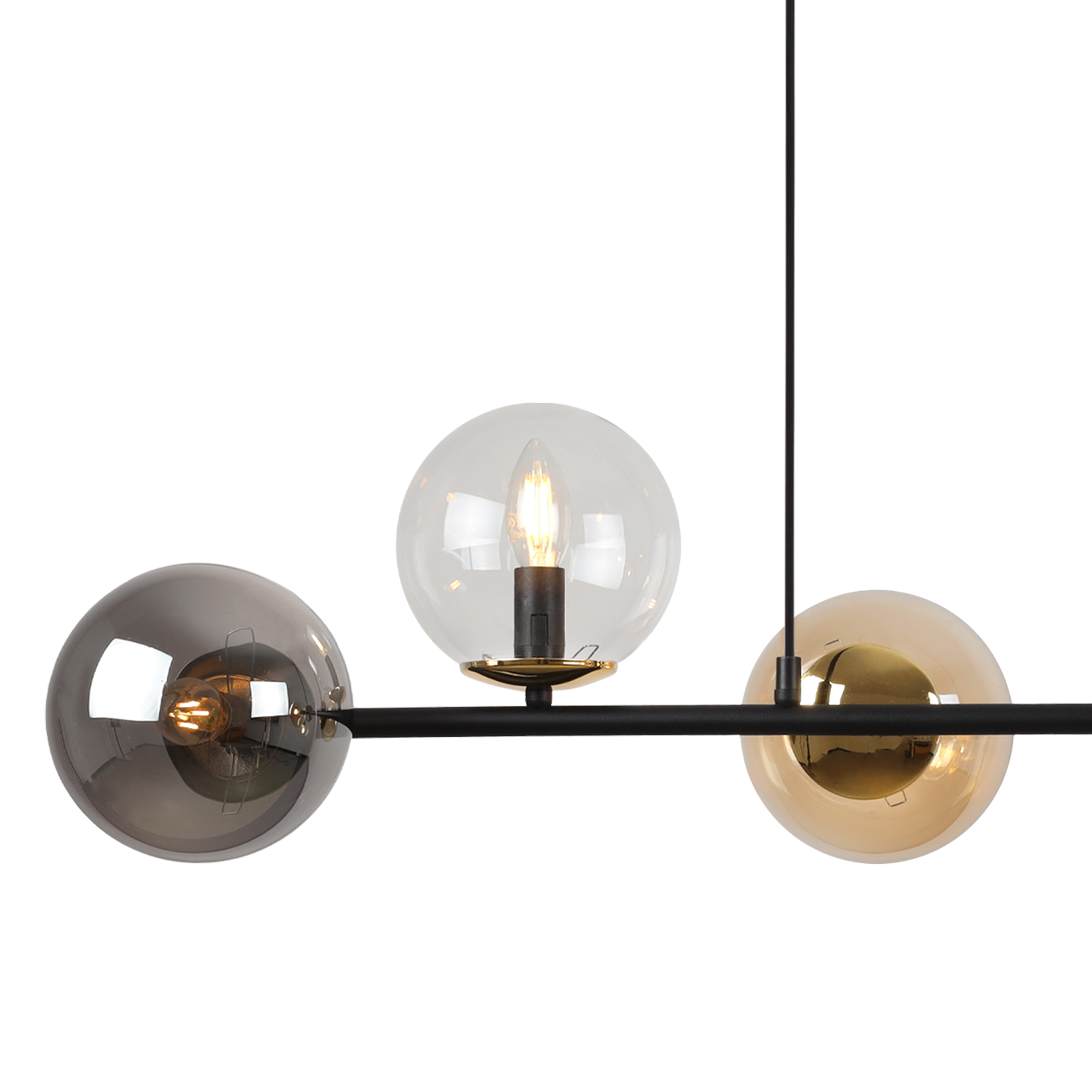 Lampa sufitowa wisząca Siena czarna modern 6xE14 klosz kula mieszany/złoty Light Home LH - 7