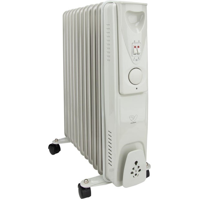 Radiateur mobile bain d'huile Mobioil 2500W - 3 niveaux de chauffe - blanc - Voltman