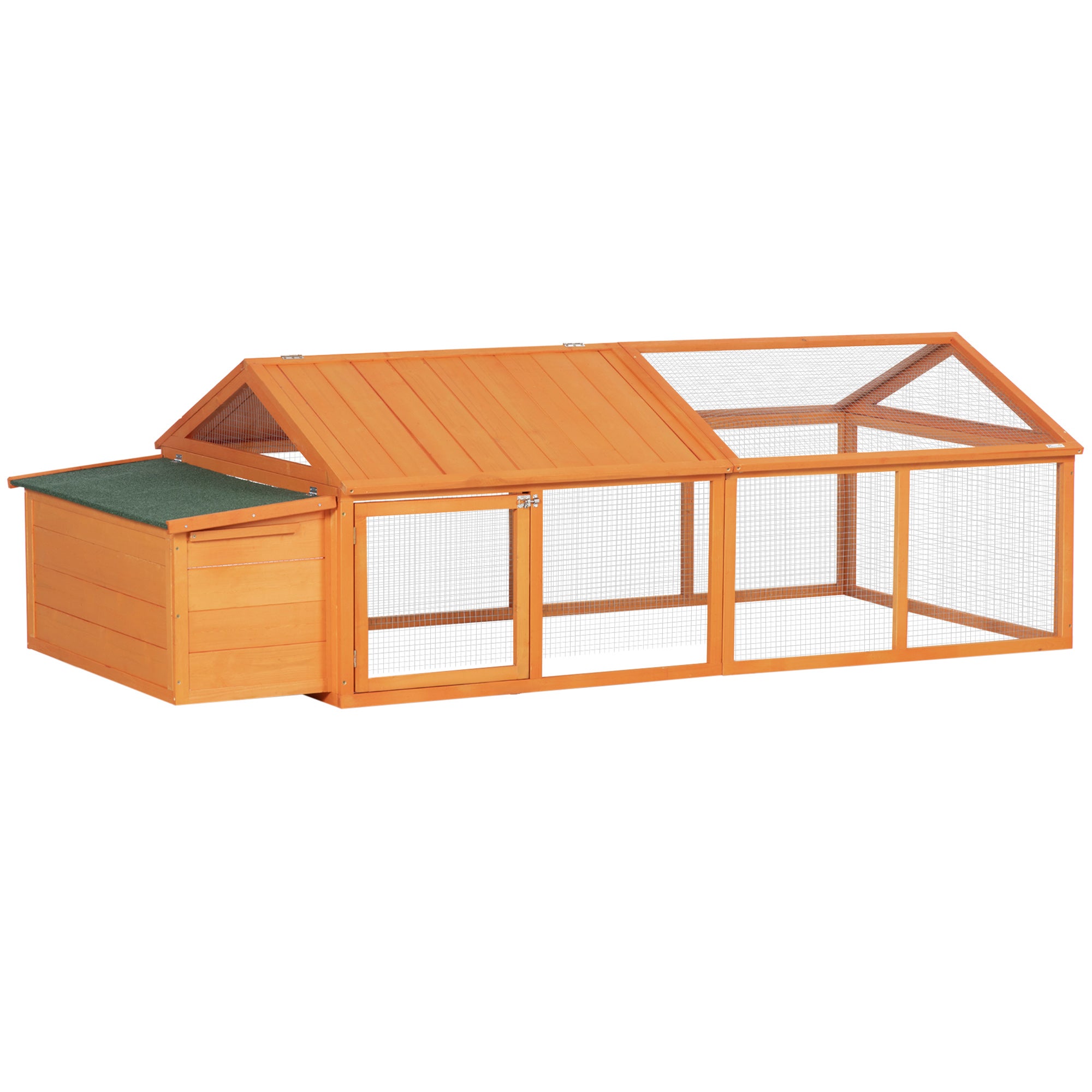 Galinheiro de Exterior PawHut Madeira Natural Madeira de Abeto e Metal 240x112,5x76cm - 2