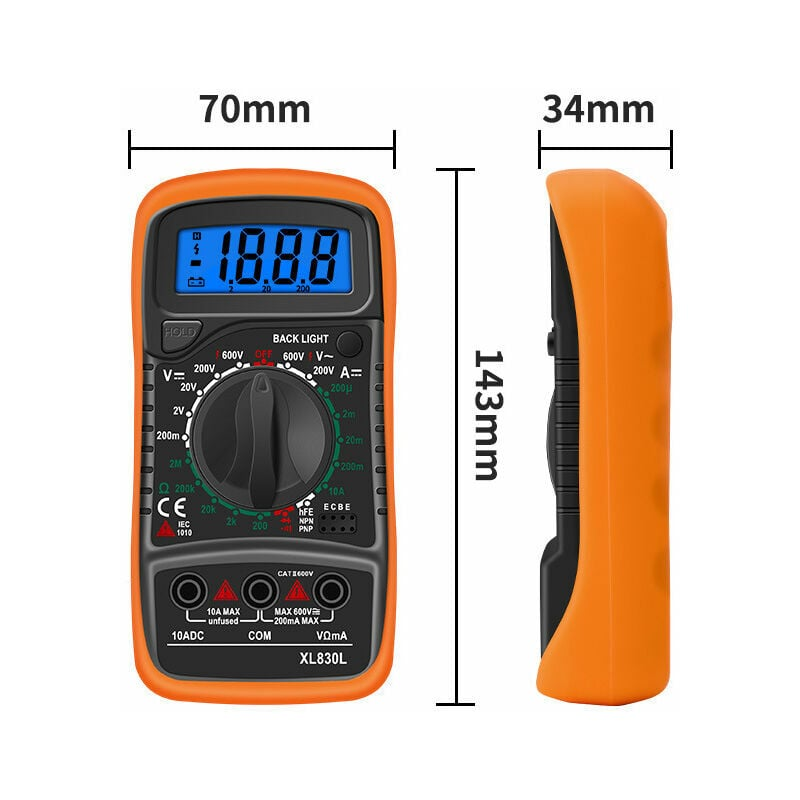 Mini Multimetro Digitale A1, Tester LCD 2000 Conteggi, Tensione AC/DC, Resistenza, NCV, Torcia, Rilevamento Fase/neutro