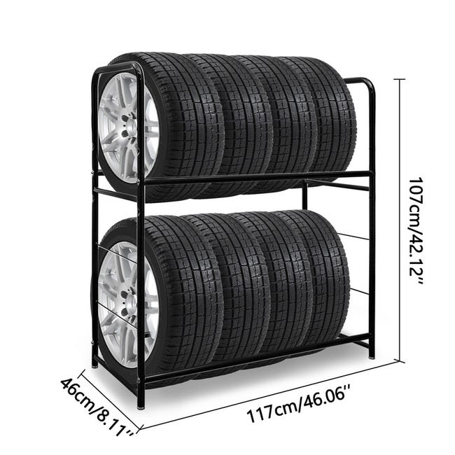 Scaffale Portagomme Per 8 Pneumatici - Doppio Strato Regolabile Per Garage E Officina - Foto 2