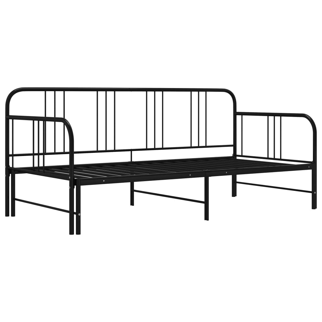 Maison Exclusive - Cadre de canapé-lit extensible sans matelas Noir Métal 90x200cm - 2