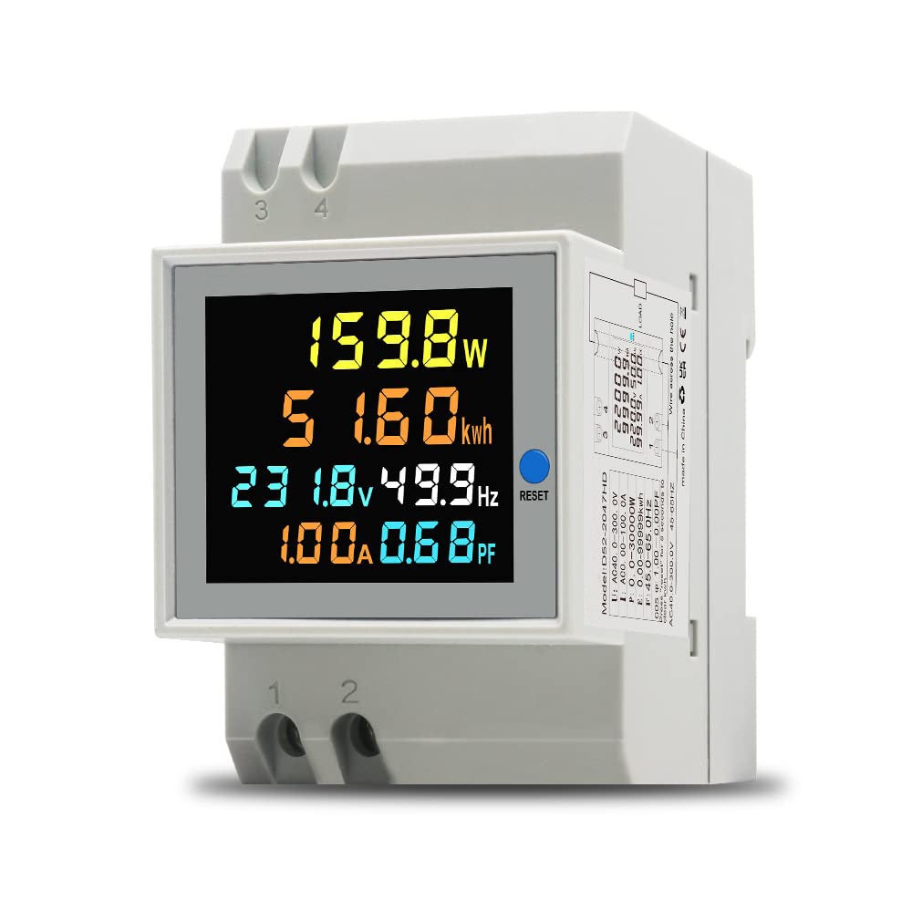 Licznik energii jednofazowy Cyfrowy licznik elektryczny AC 40-300V 100A Licznik elektryczny 1-fazowy Watomierz Szyna Miernik Wat KWh Woltomierz