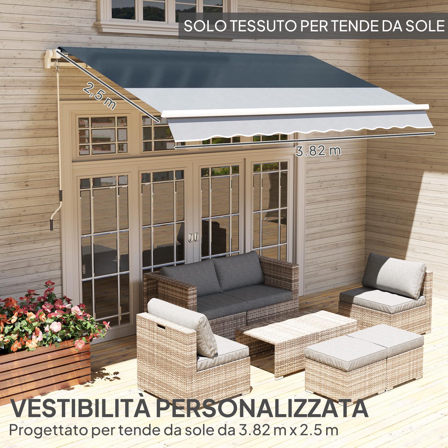Toile de rechange store rétractable 4x3 m poly. anti-UV 50+, gris - 4