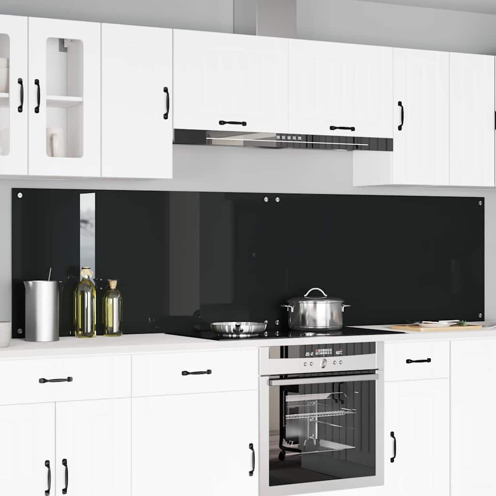 Vidaxl Salpicadero De Cocina 2 Pcs 120 X 60 Cm Vidrio Templado Negro , Leroy Merlin