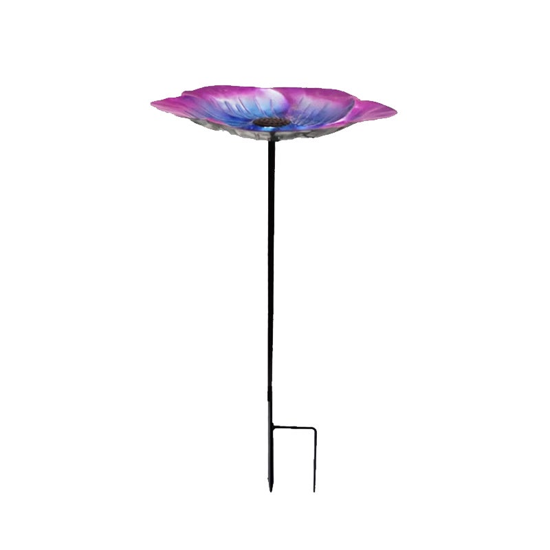 Żelazny karmnik dla ptaków, prosty element dekoracyjny do ogrodu zewnętrznego, fioletowy i niebieski