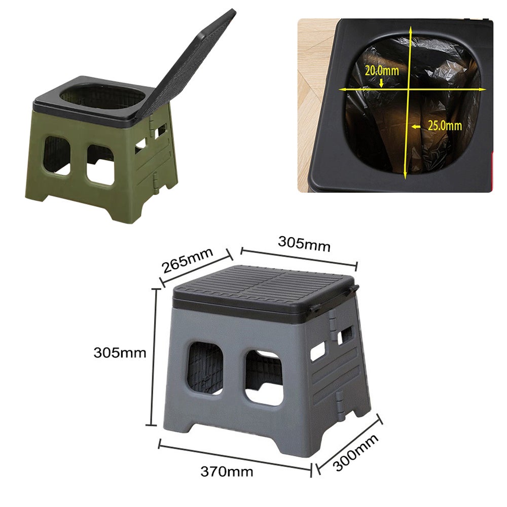 Voyage extérieur voiture wc portable avec couvercle dissiper goût toilette camping pliable wc portant 150KG gris - 6