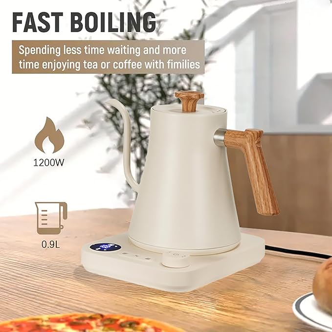 Hervidor eléctrico cuello de cisne—control ±1°F, acero inoxidable 304, ultrasilencioso, para café y té, autoapagado al hervir, 8 protecciones - 4