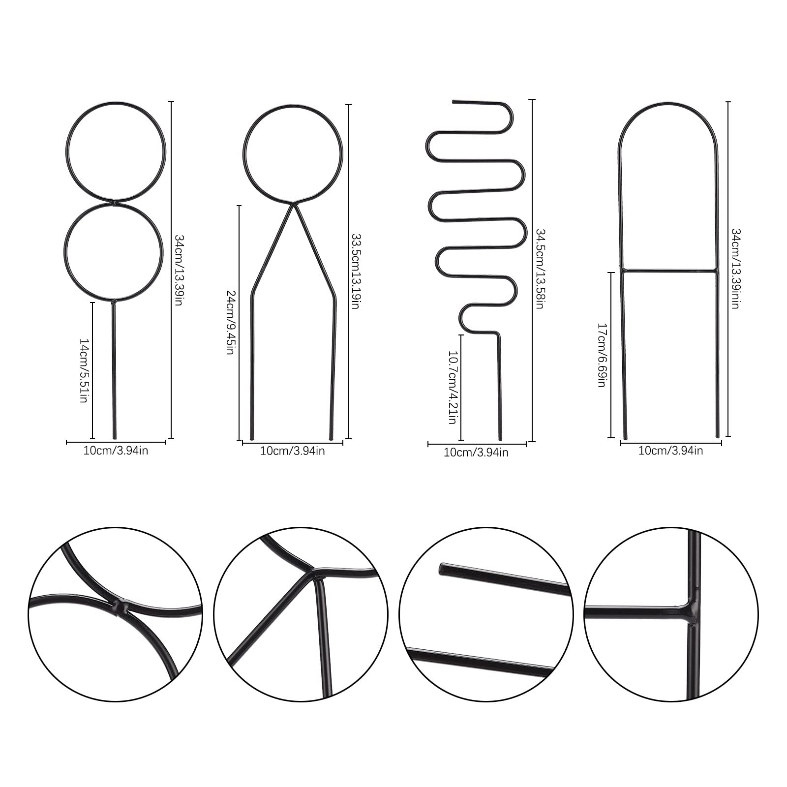Lot de 4 treillis pour plantes grimpantes, treillis de jardin 34 x 10 cm, support en métal pour plantes grimpantes d'intérieur et d'extérieur - 4