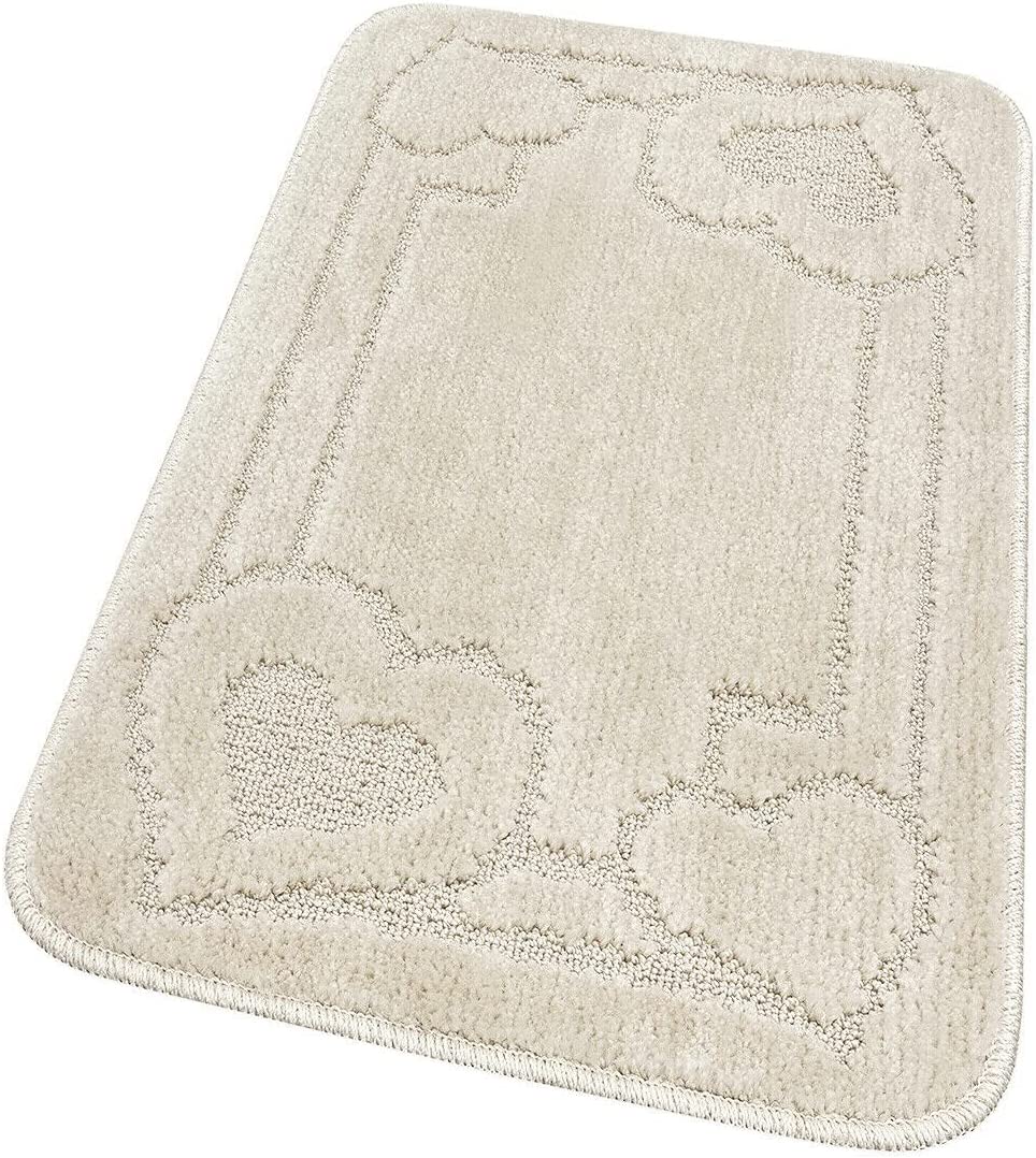Alfombra de baño 50x110 cm pie de cama moderna suave antideslizante absorbente color sólido corazón beige