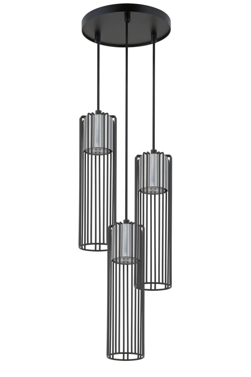 Lampa wisząca Fobia czarno-srebrna 3xGU10x25W dekoracyjna wym: 100 x 20 x 20 cm metal SIGMA