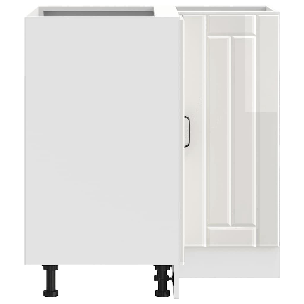 Meuble Haut De Cuisine - Armoire d'angle de cuisine blanc brillant bois ingénierie 6626fr - 6