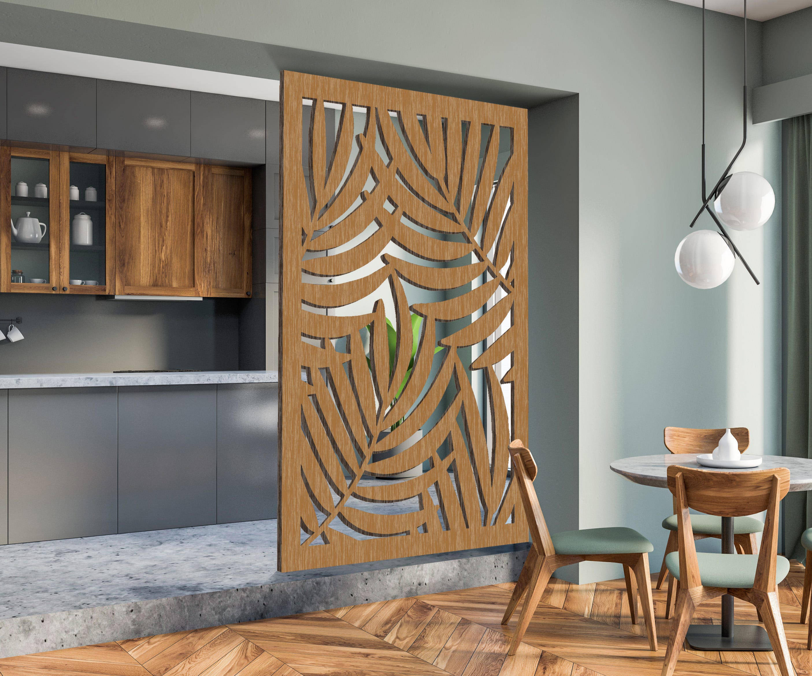 CLOISON DE SEPARATION BOIS TYPE Claustra décorative Bamboo chêne L.80 x