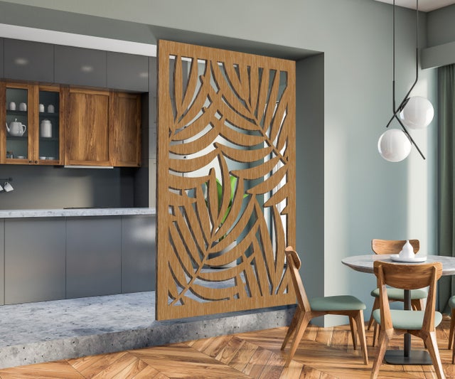 CLOISON DE SEPARATION BOIS TYPE Claustra décorative Bamboo chêne L.50 x H.250 x P. 1.9 cm