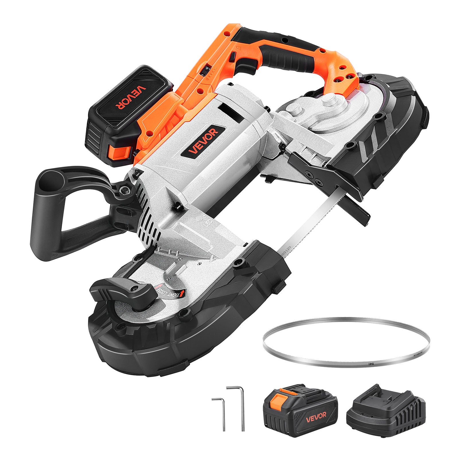 VEVOR 20V Akumulatorowa piła taśmowa 127x115mm Głębokość cięcia 120m/min Piła do metalu Speed