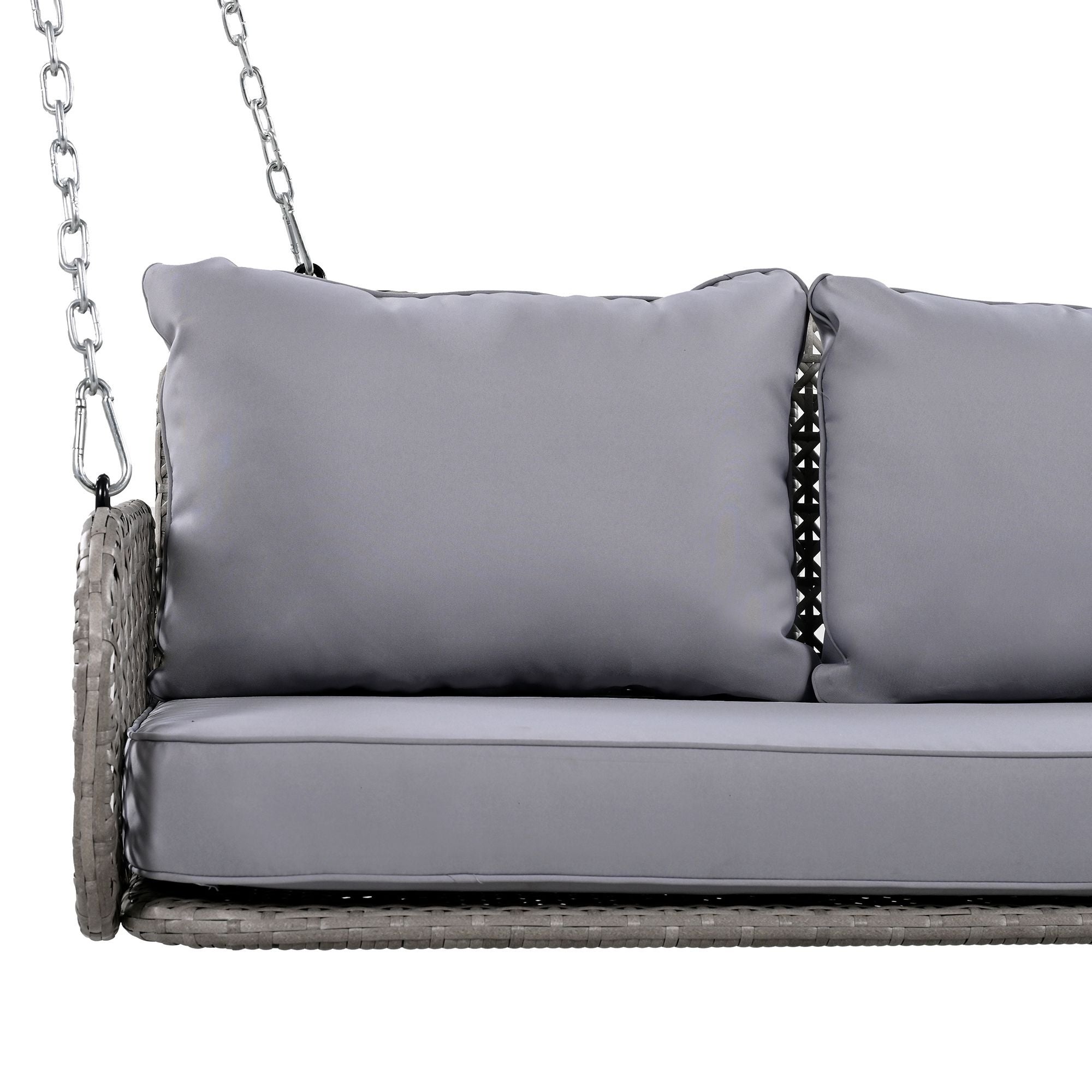 Balançoire suspendue d'extérieur avec coussin et 2 chaînes (240 cm/pièce), coussin amovible et lavable, gris - 6