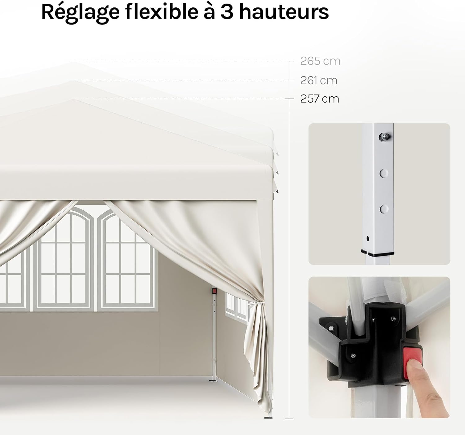 WOLTU Tonnelle de Jardin Extérieur 3x6m, Barnum Pliant avec 6 Parois Amovibles, Système Pop-up, Beige - 5