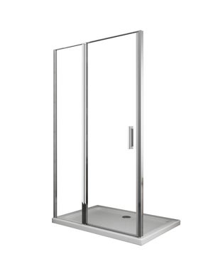Porte de douche de 6 mm avec un petite paroi et une porte à battant dans la même ligne – 97-100 cm