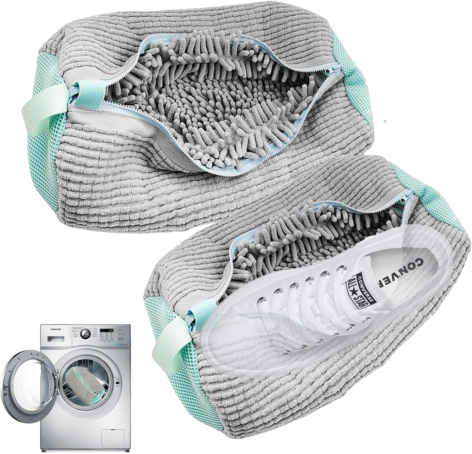 Sacs De Lavage Chaussures Réutilisables 2PCS - Nettoyage 360° Machine à Laver - Protection Anti-Déformation Voyage & Rangement