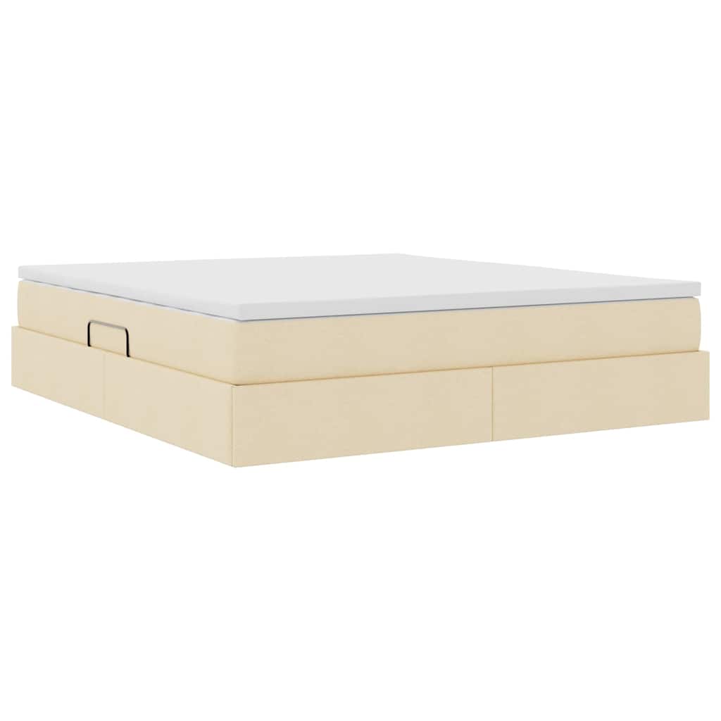 Lit avec rangement et matelas crème 160 x 200 cm polyester - 5
