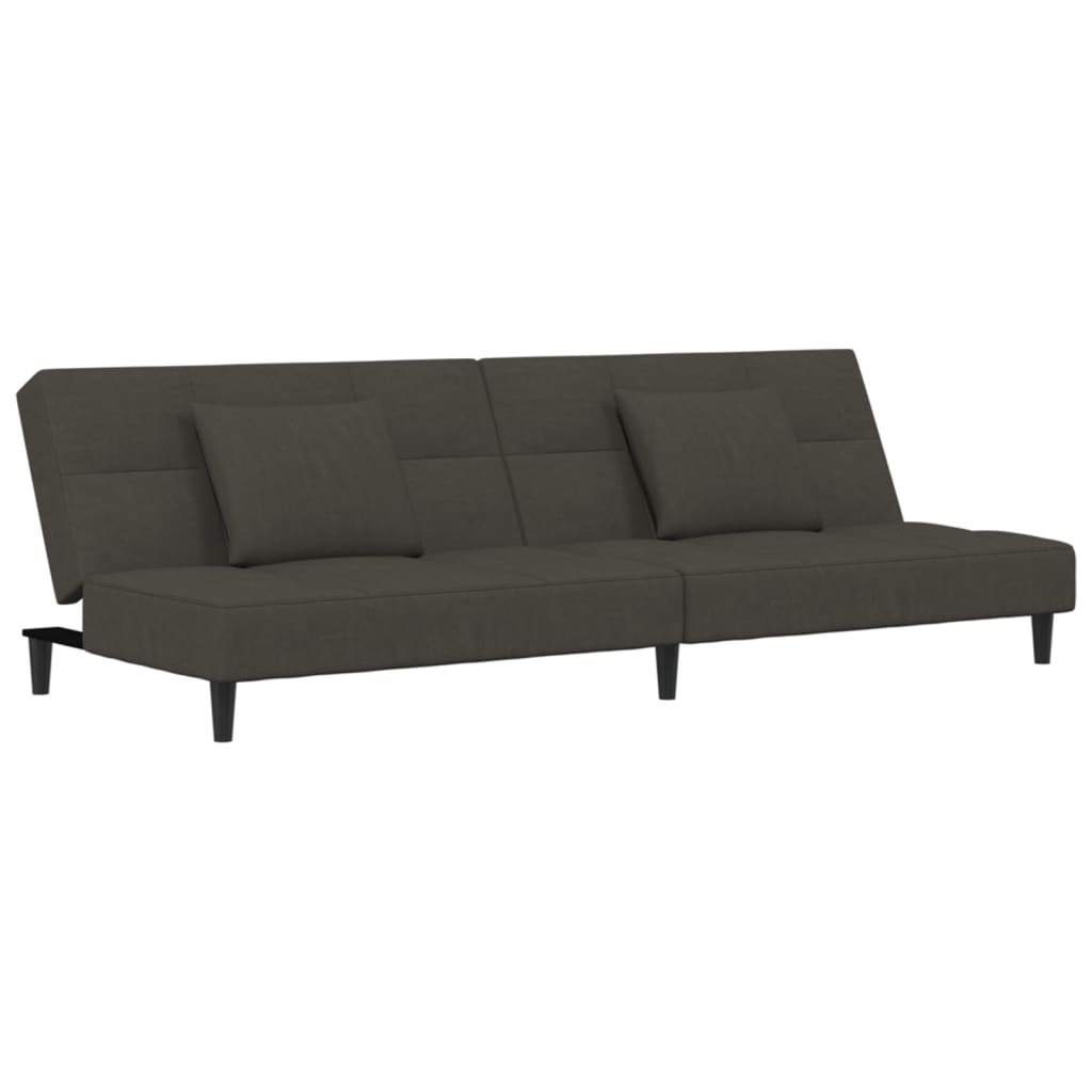 Sofá cama de 2 plazas moderno | cama para adulto con dos almohadas terciopelo gris oscuro cfw46849