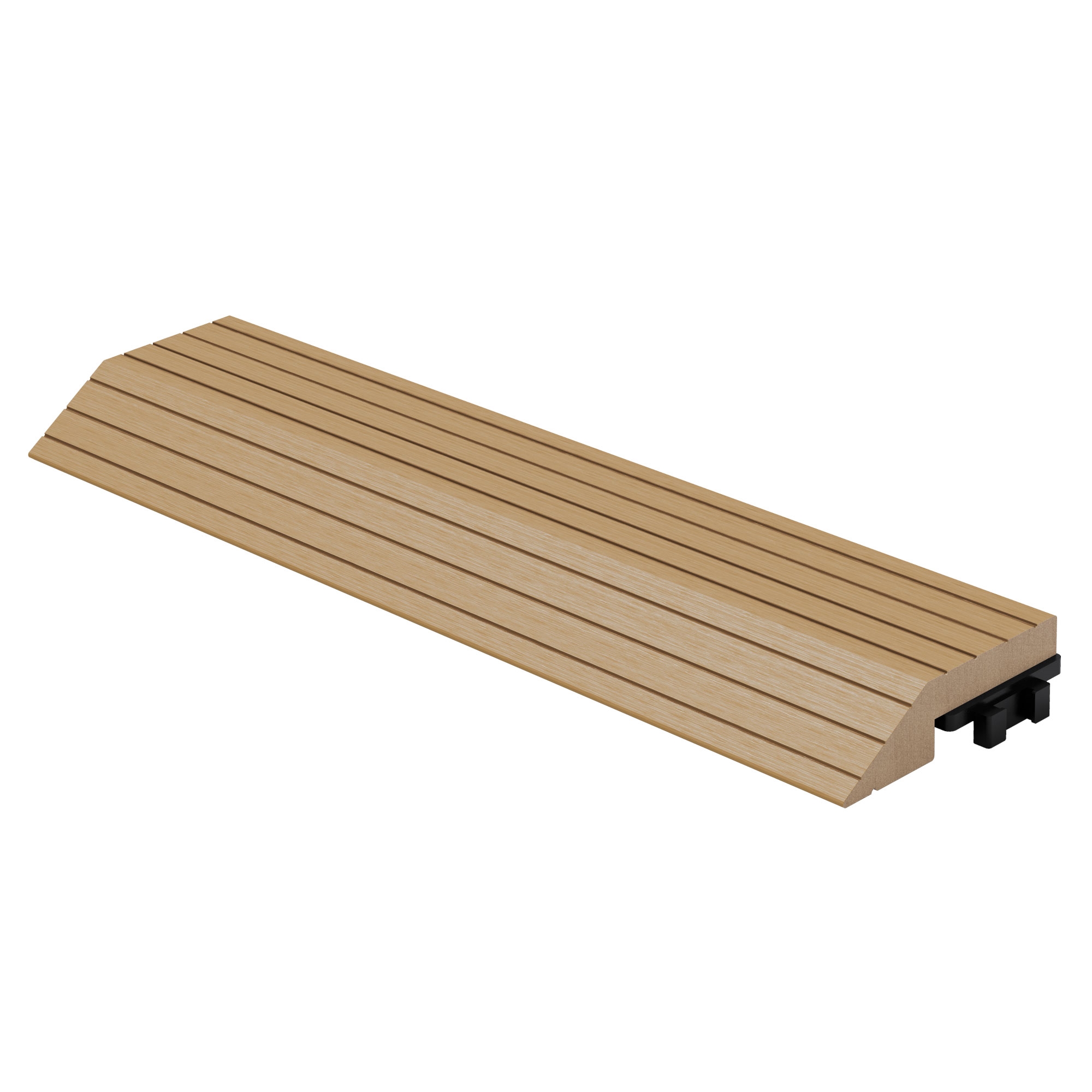 ML-Design listwa prosty wpc teak 38x2x7,5 cm profil drewnopodobny ryflowany z odpływem wzmocniona baza system klik obróbka krawędzi podlogi