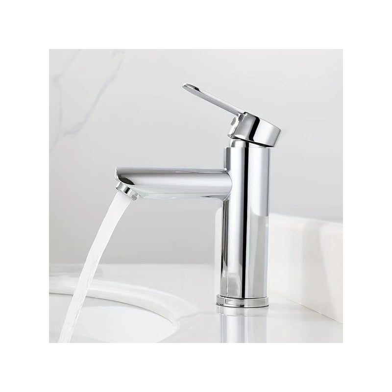 Bateria umywalkowa Design - chromowana stal nierdzewna - montaż jednootworowy - gwint G1/2" - nowoczesna bateria łazienkowa (bez węża wlotowego)