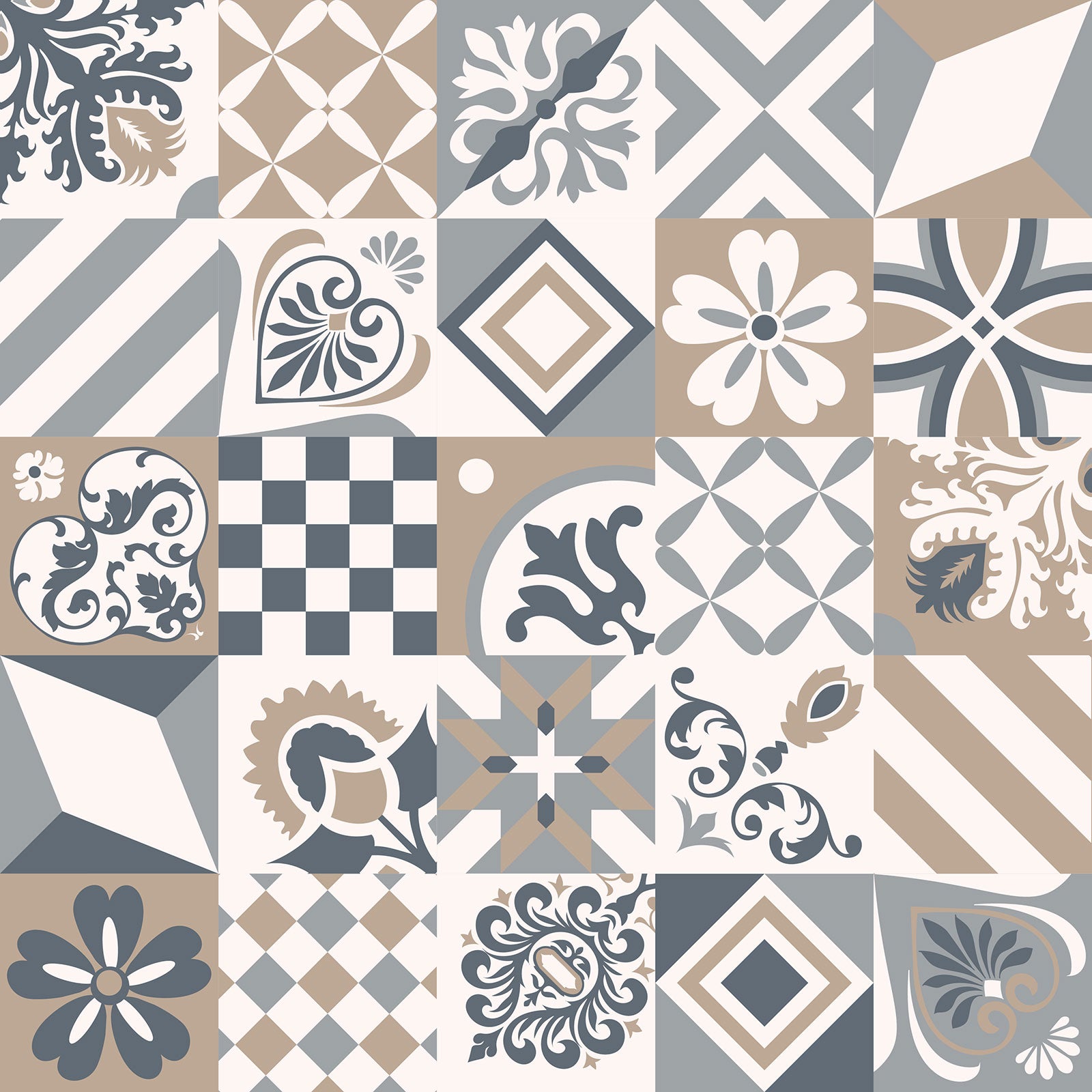 Crédence adhésive sticker décoratif pour cuisine - Effet carreaux de ciment - Adhésif BRILLANT - 60x60 cm - 2