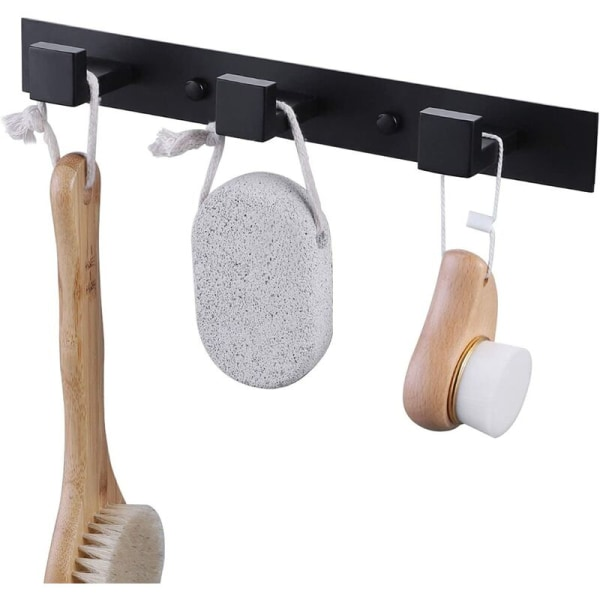 Czarny wieszak na ubrania ze stali nierdzewnej do łazienki z haczykiem na ręczniki (3 czarne haczyki) - 3