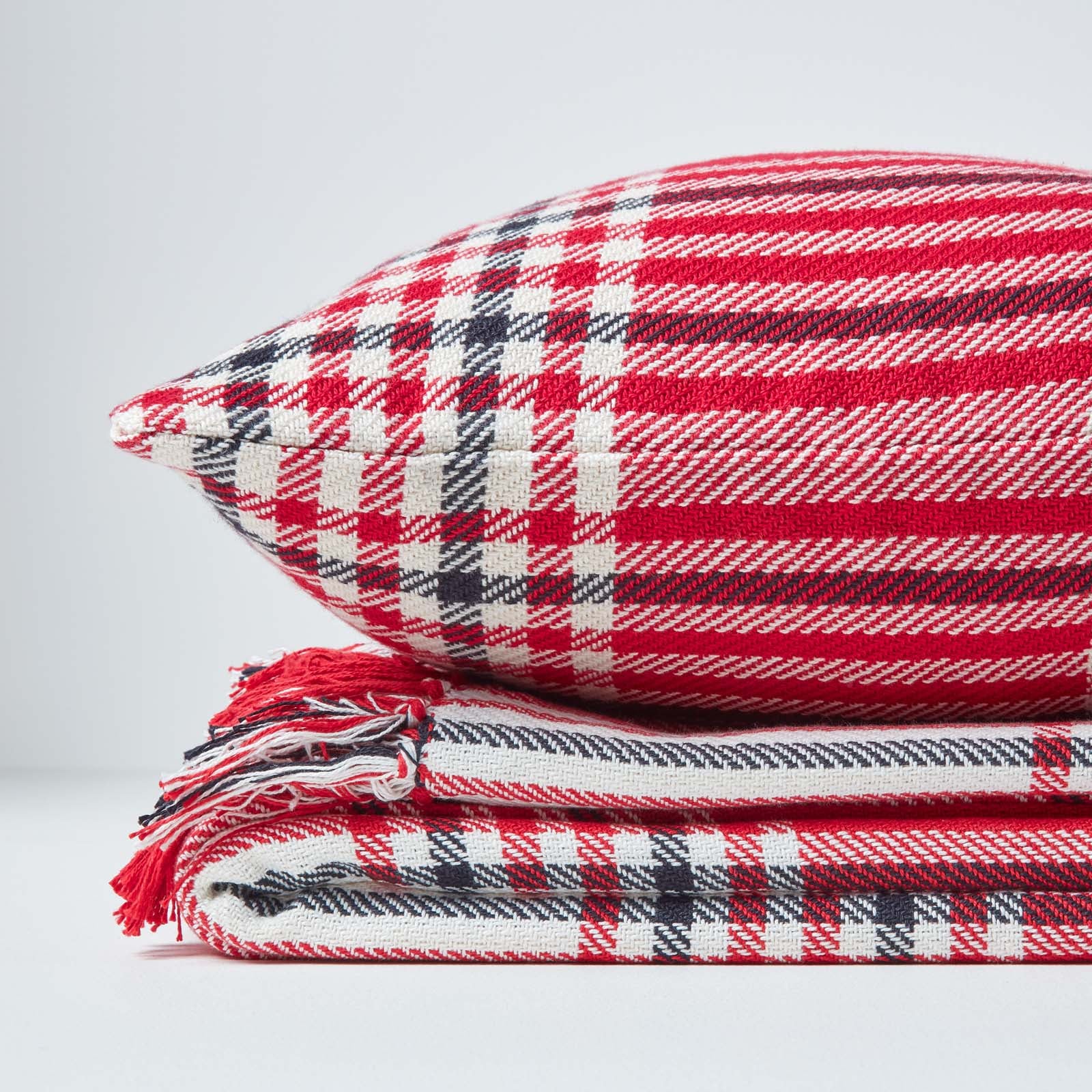 Homescapes Housse de coussin Tartan à carreaux Rouge, 45 x 45 cm - 5