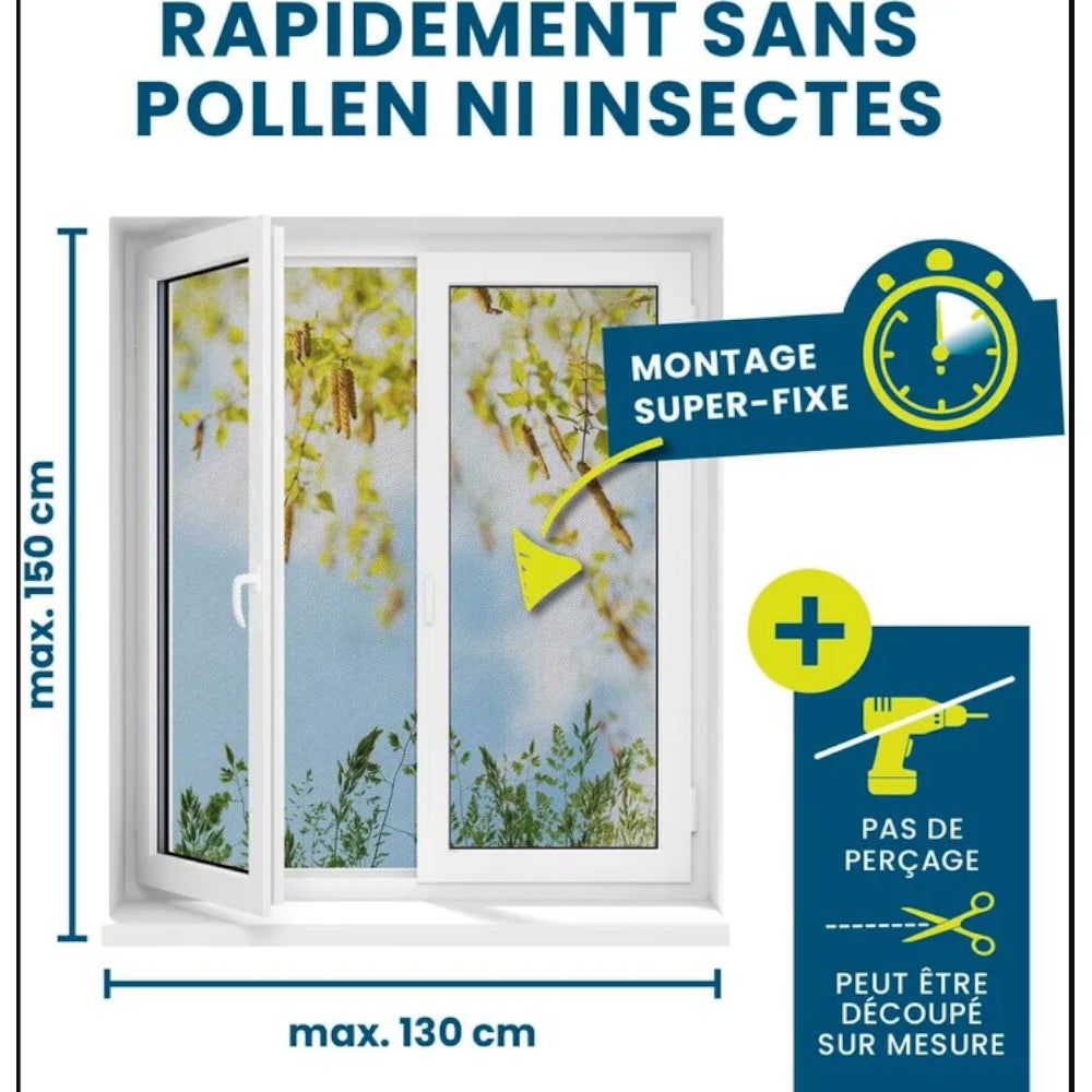 Mosquitera magnética para ventana 150×130 cm – No requiere taladros ni tornillos – Fácil fijación magnética Mosquitera autoadherente sin taladros para - 2