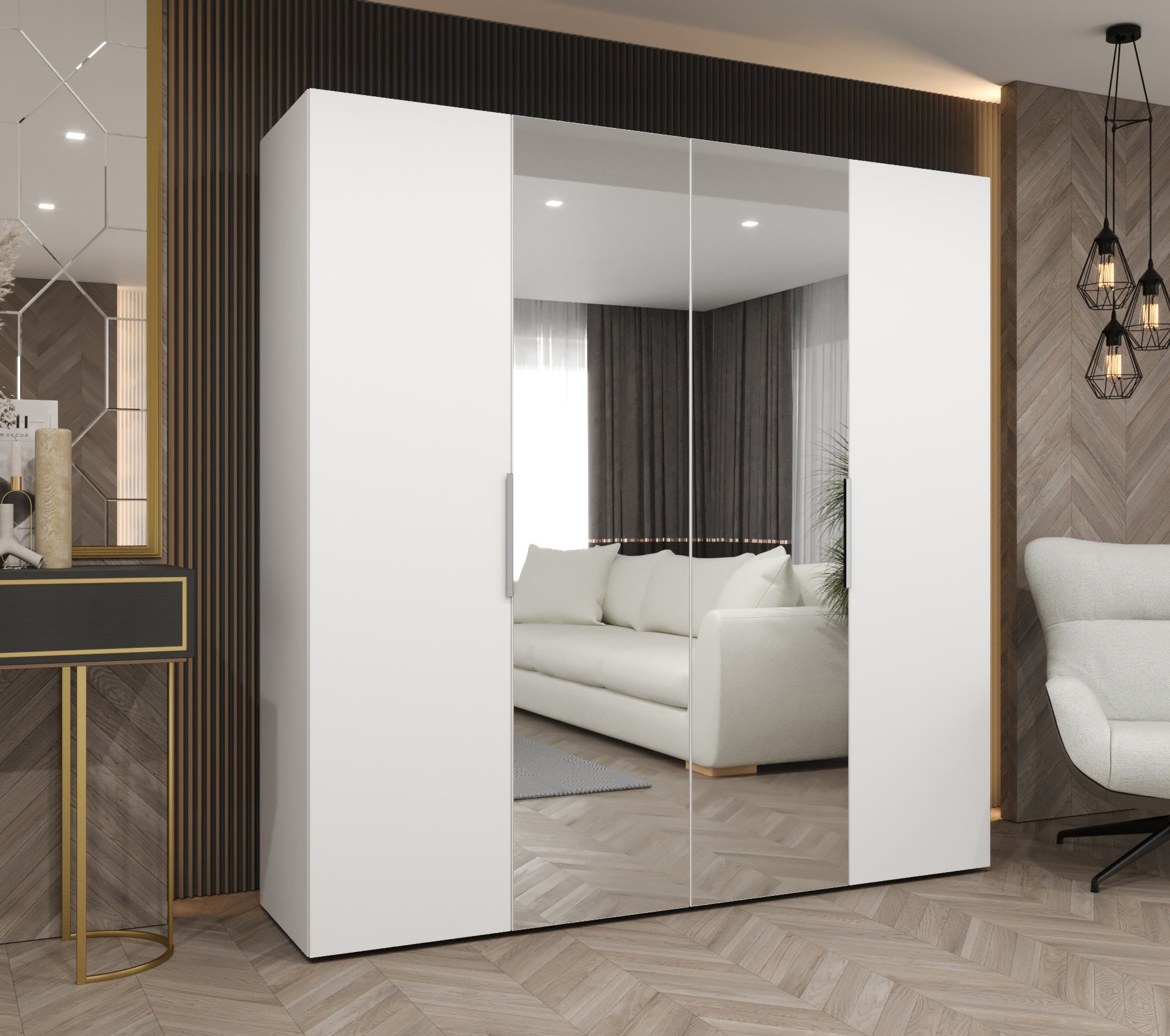 Szafa uchylna otwierana Marbella 2 200 x 52 x 202 cm biały + u. kaszmir Abiks Meble - 2