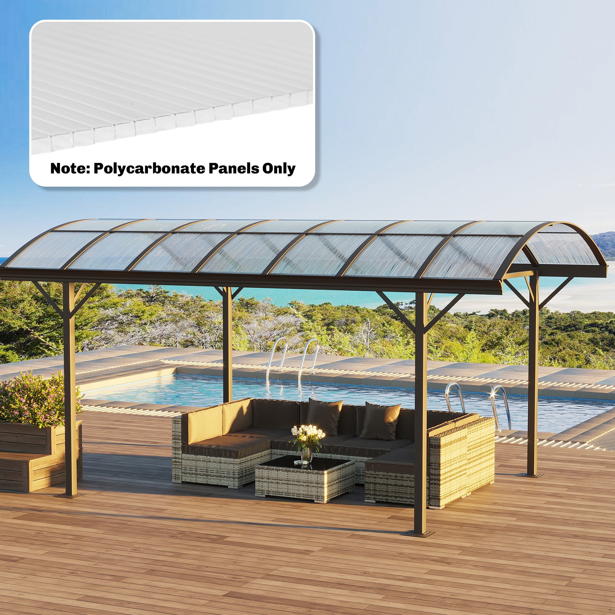 Lot de 10 plaques alvéolaires en polycarbonate, 120 x 60 cm, anti-UV, découpables, pour serres, auvents et toitures. - 4
