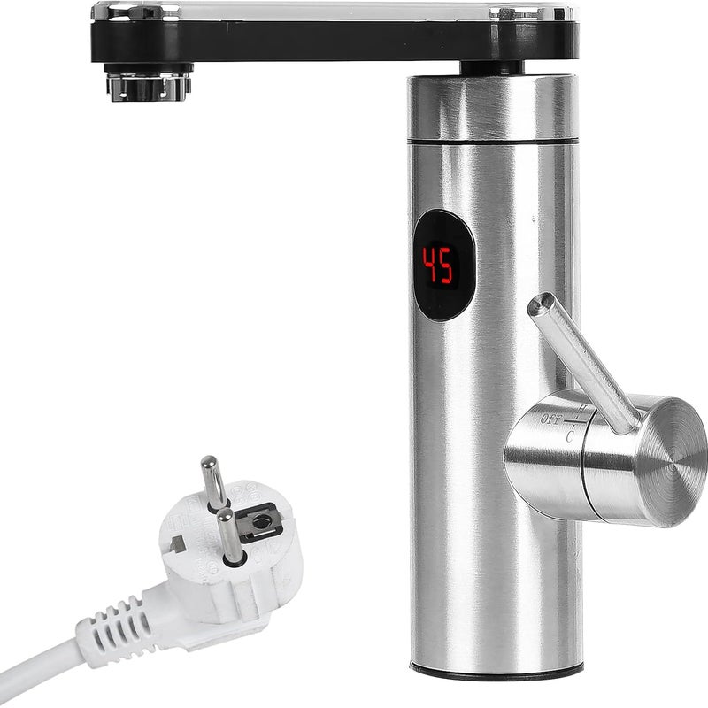 Elektryczny kran wodny z podgrzewaczem przepływowym 220 V, ekran LCD, obrotowa temperatura 360 °, bateria kuchenna do kuchni i łazienki