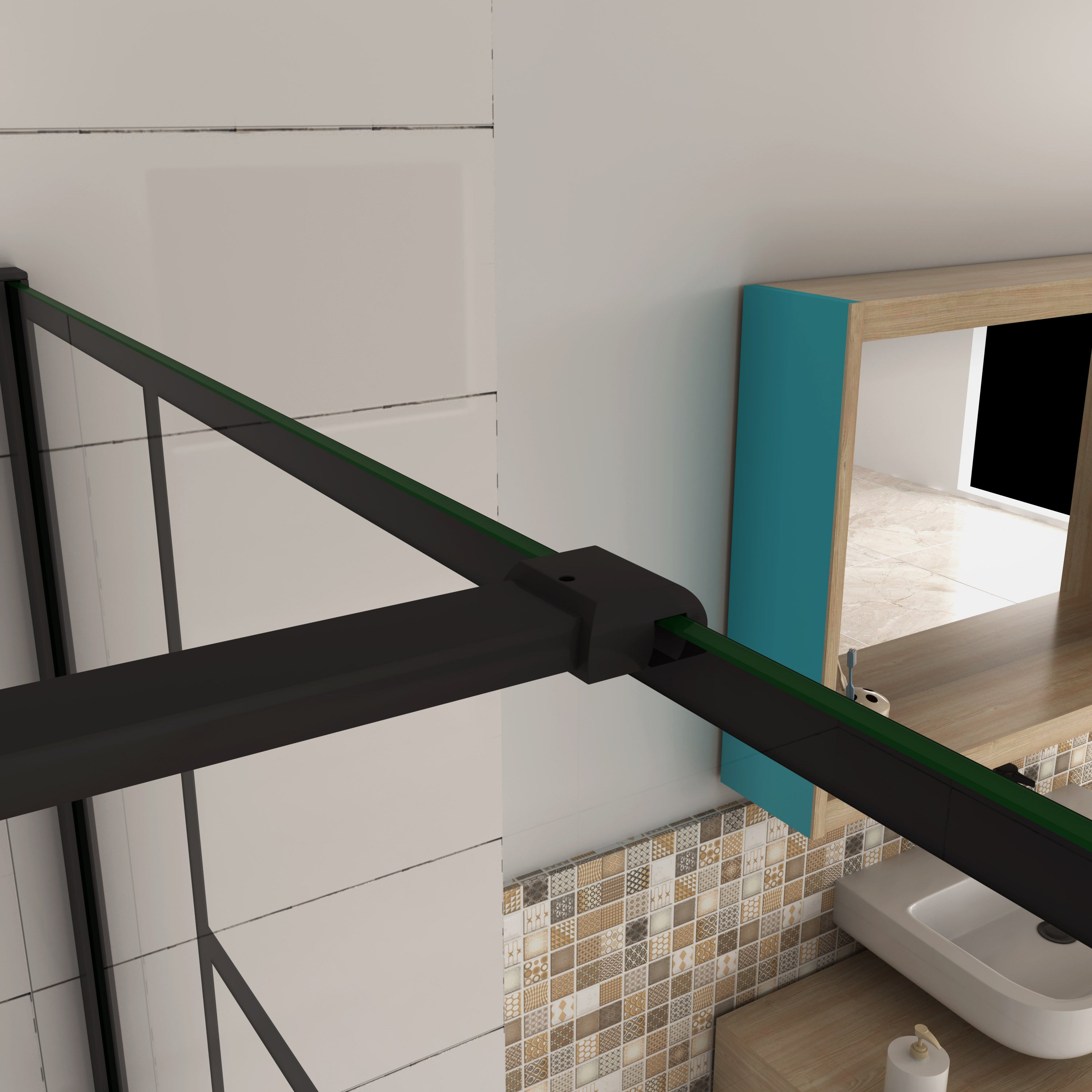 AICA paroi de douche 100x200cm modèle WBPR avec une barre de fixation 90cm - 3