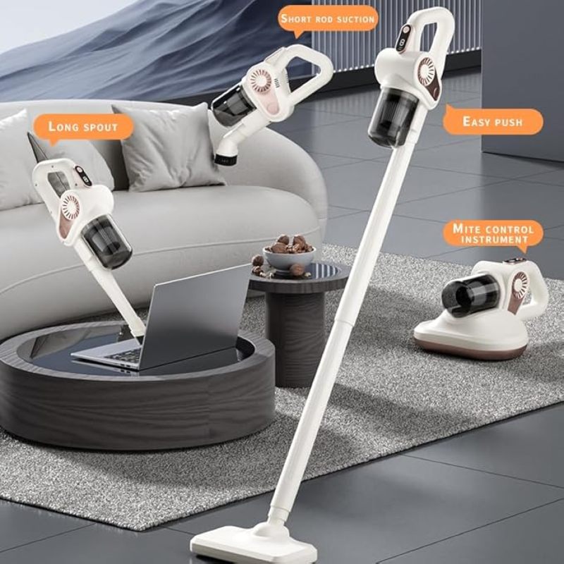 Aspirateur balai sans fil 4 en 1, aspiration puissante de 15&nbsp;000 Pa, lumière UV contre les acariens, rechargeable (gris) - 4