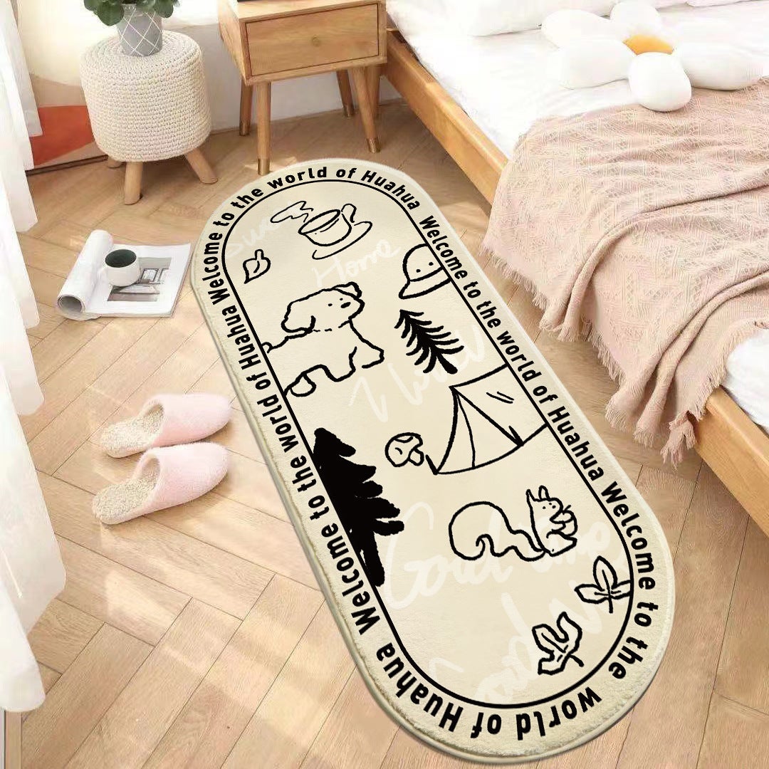 Tapis de chambre lavable en forme d'animal de compagnie, doux, dessin animé, décoratif, pour chambre à coucher, salon, 40 x 120 cm - 3