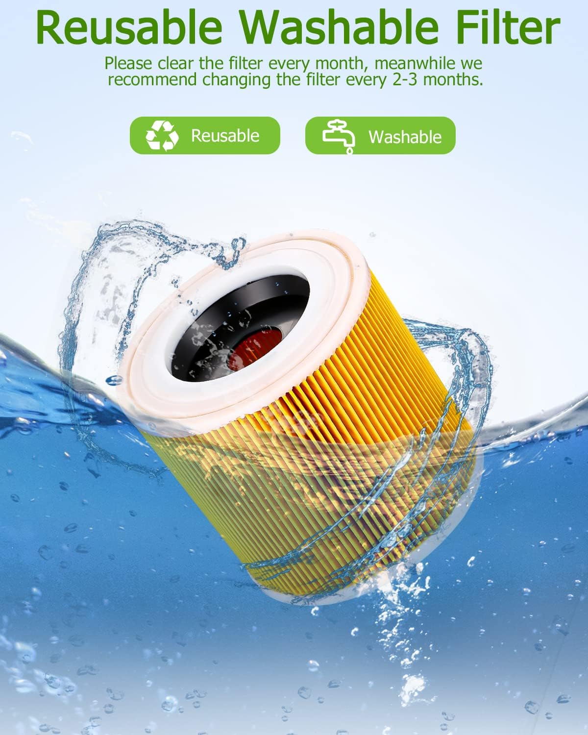 Lot de 2 filtres à cartouche pour Wd3 Premium Wd2 Wd3 Wd3p Wd3 Mv2 Mv3 Filtre Wd3 Filtre de rechange pour aspirateur Krcher 6.414-552.0/6414552 - 3