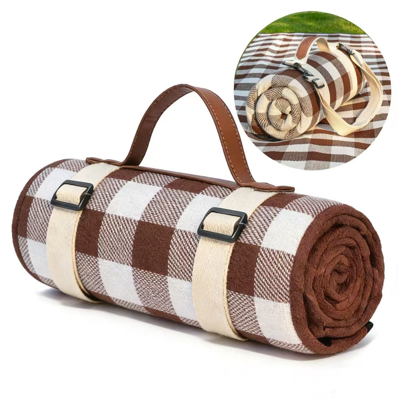 Fuleadture esterilla de picnic para exteriores,marrón, manta de playa impermeable, suministros para acampar, adecuada para césped, jardines y césped.