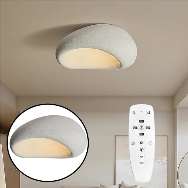 Lampa sufitowa 45 cm z polistyrenu o wysokiej gęstości, model sufitowy, z płynną regulacją, z pilotem i głowicą lampy