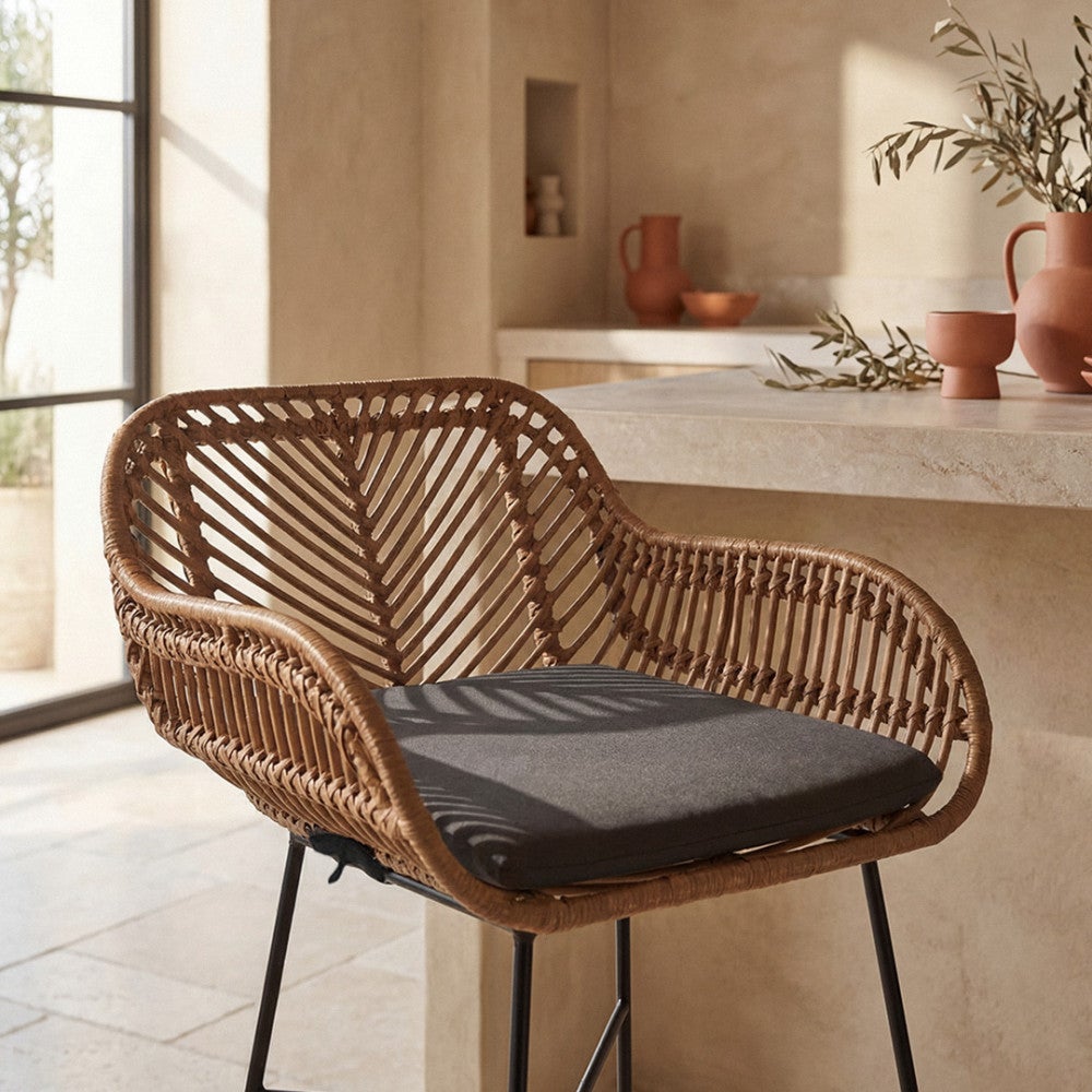 Nunuhai - Lot de 2 tabourets de bar en rotin H76cm - Bois foncé - 6