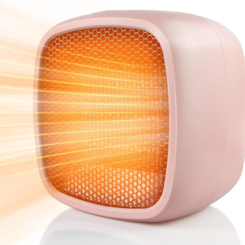Przenośny grzejnik elektryczny ceramiczny o mocy 800 W – mały grzejnik – nagrzewa się w 2 sekundy (różowy)